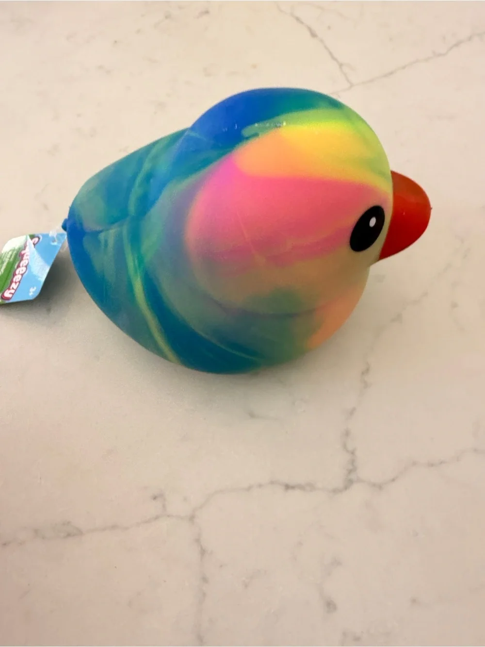 NWT Squeezy Rainbow Rubber Duck Bird Toy